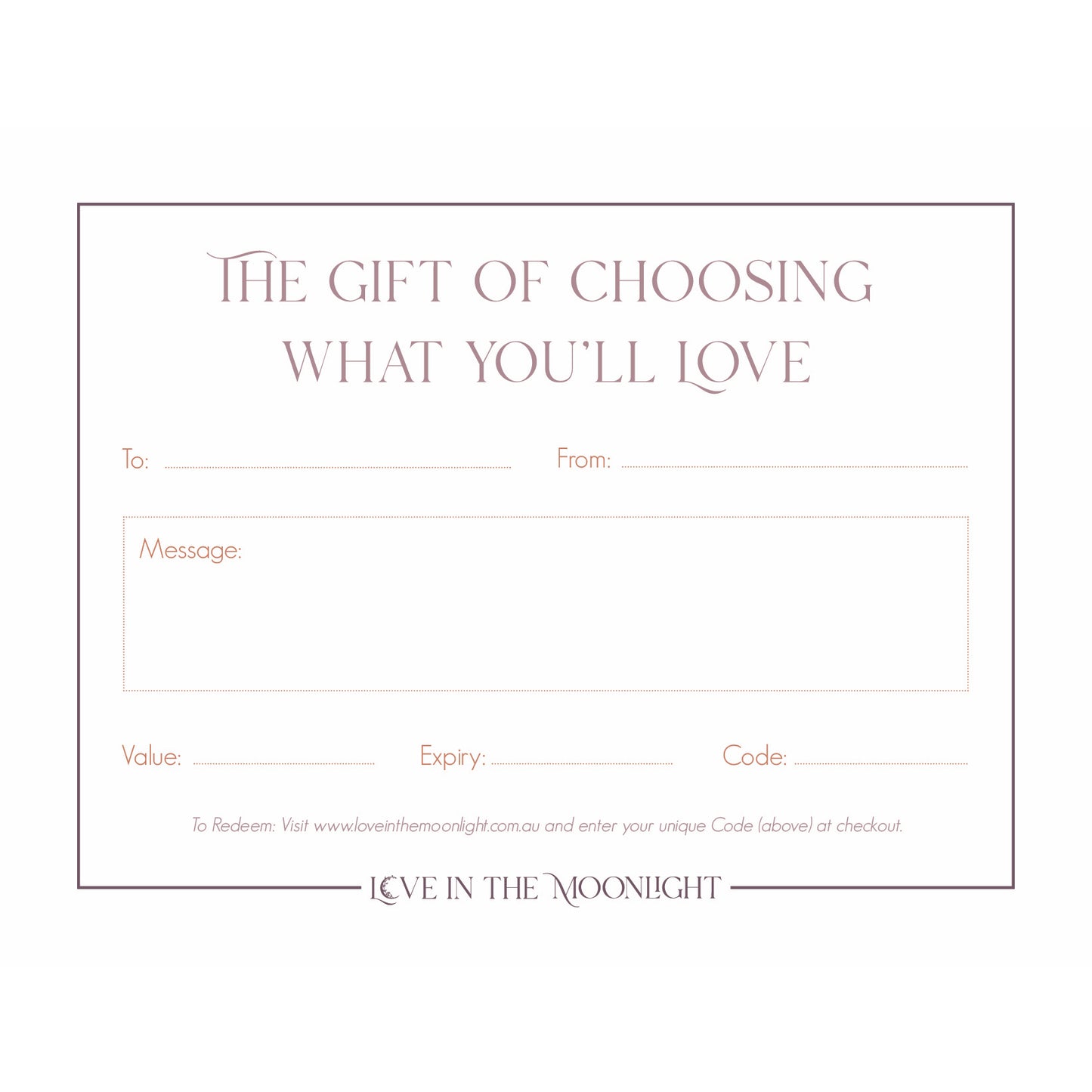 Love in the Moonlight Gift Voucher