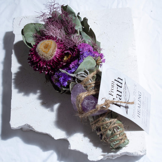 Amethyst Eucalyptus and Sage Smudge Stick | Healing